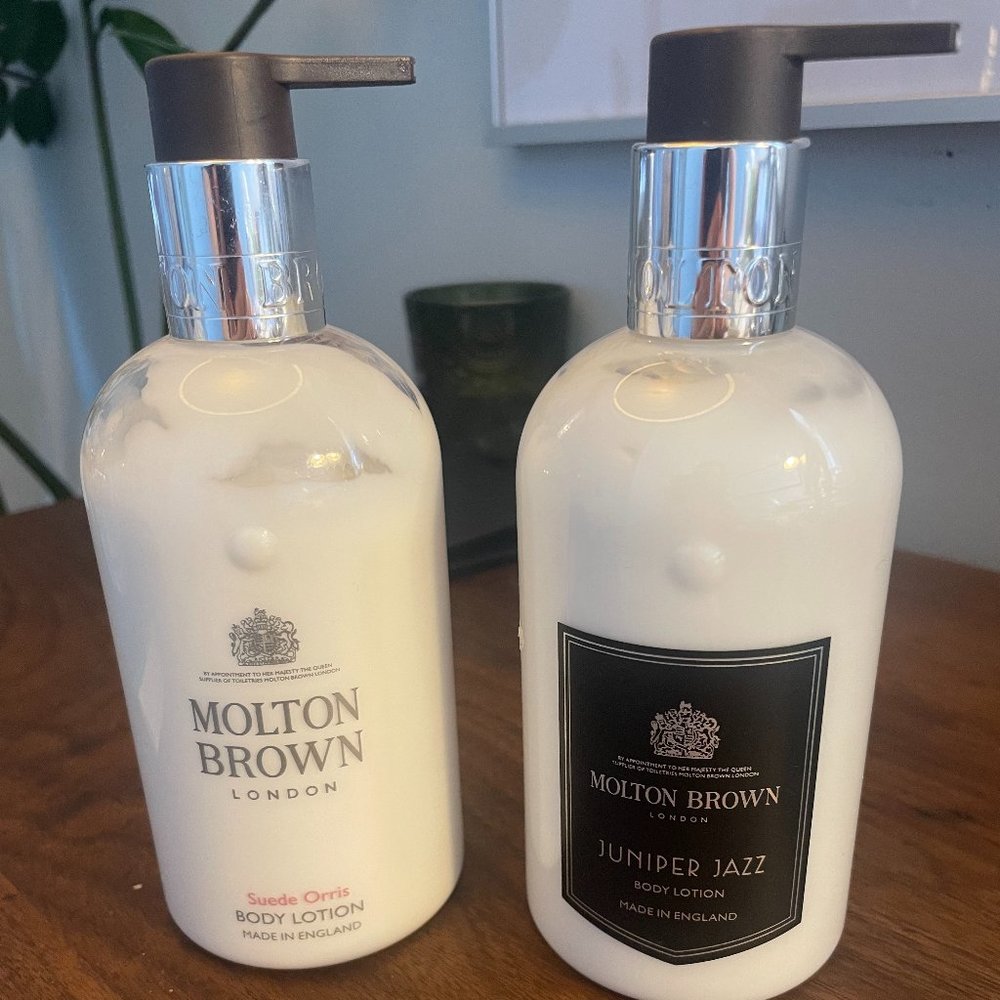 TWO Molton Brown Body Lotions (10oz ea): Juniper Jazz + Suede Orris